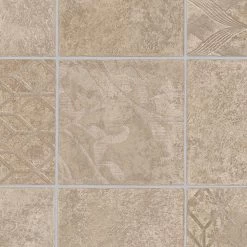 TrafficMASTER Marbella Tile Neutral Residential Vinyl Sheet, Sold By 13.2 Ft. Wide X Custom Length
