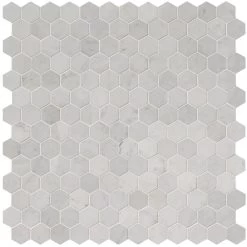MSI Carrara White Hexagon 12 In. X 12 In. X 10 Mm Polished Marble Mesh-Mounted Mosaic Floor And Wall Tile (10 Sq. Ft. /case)