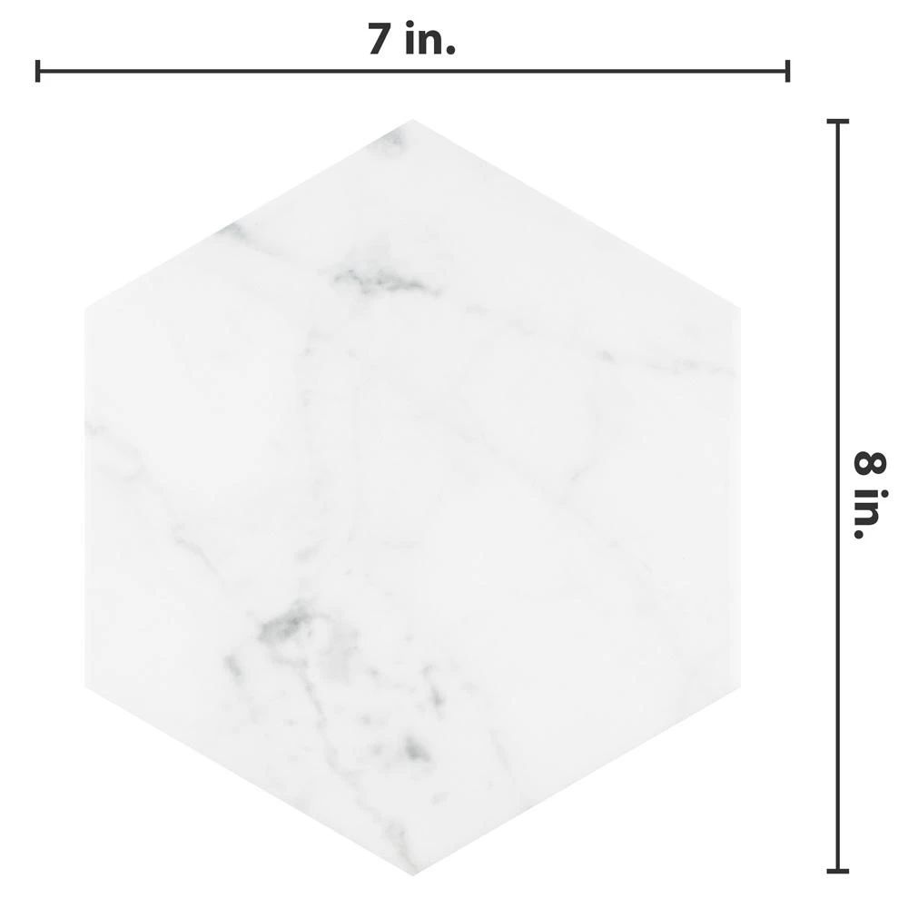Merola Tile Classico Carrara Hexagon 7 In. X 8 In. Porcelain Floor And Wall Tile (7.67 Sq. Ft. / Case) 4 Merola Tile Classico Carrara Hexagon 7 In. X 8 In. Porcelain Floor And Wall Tile (7.67 Sq. Ft. / Case) - Image 2