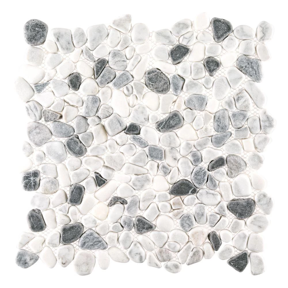 Jeffrey Court Carrara River Rocks 11.625 In. X 11.625 In. X 10.5 Mm Marble Mosaic Floor And Wall Tile 5 Jeffrey Court Carrara River Rocks 11.625 In. X 11.625 In. X 10.5 Mm Marble Mosaic Floor And Wall Tile - Image 3