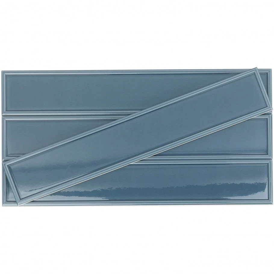 Bond Tile Sheffield Frame Blue 4 In. X 24 In. Polished Ceramic Wall Tile (8 Pieces 5.16 Sq. Ft. / Box) 5 Bond Tile Sheffield Frame Blue 4 In. X 24 In. Polished Ceramic Wall Tile (8 Pieces 5.16 Sq. Ft. / Box) - Image 3