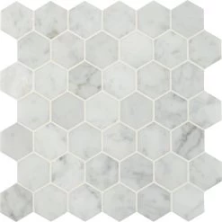MSI Carrara White Hexagon 12 In. X 12 In. X 10 Mm Polished Marble Mesh-Mounted Mosaic Floor And Wall Tile (10 Sq. Ft. /case) -Flooring Specialty Store 4bbdfdf1dcb2c43b93da491b83d6d7dc 1800x1800