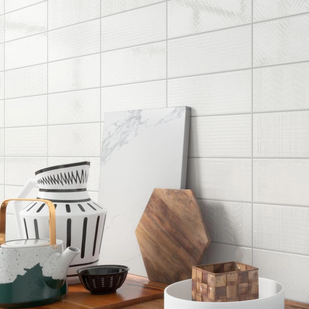 MSI Citylights Pure 3D Mix 12 In. X 4 In. Glossy Ceramic White Textured Subway Tile (9.9 Sq. Ft. / Case) 11 MSI Citylights Pure 3D Mix 12 In. X 4 In. Glossy Ceramic White Textured Subway Tile (9.9 Sq. Ft. / Case) - Image 9