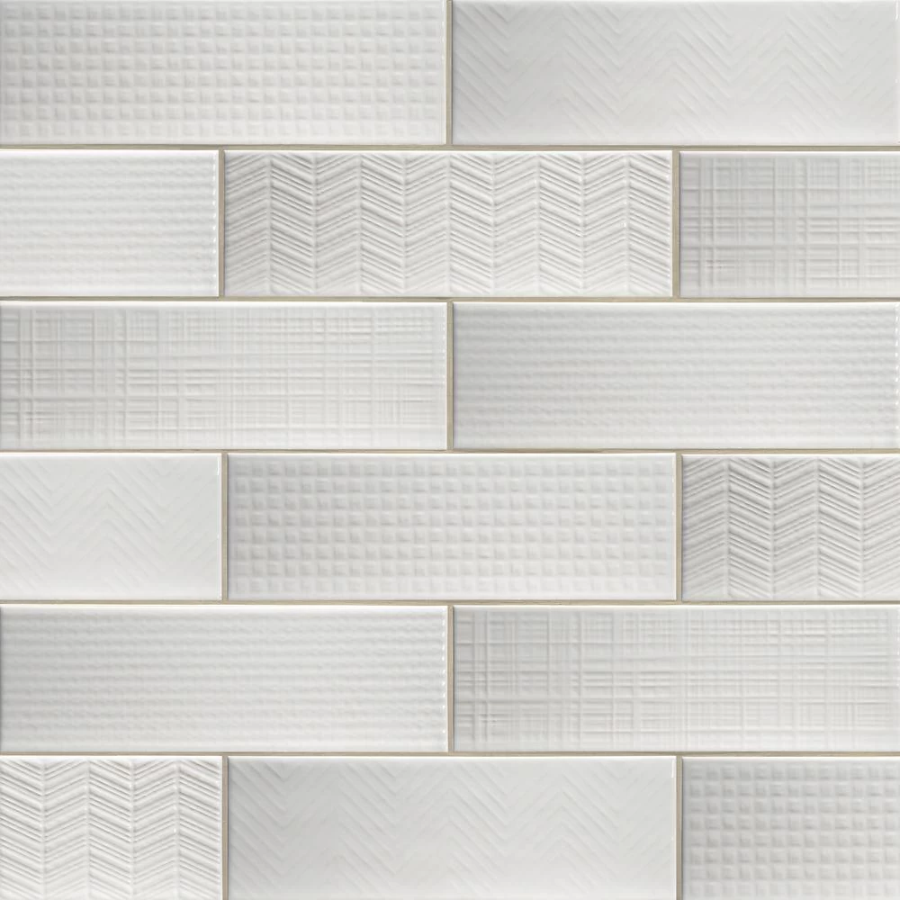 MSI Citylights Pure 3D Mix 12 In. X 4 In. Glossy Ceramic White Textured Subway Tile (9.9 Sq. Ft. / Case) 3 MSI Citylights Pure 3D Mix 12 In. X 4 In. Glossy Ceramic White Textured Subway Tile (9.9 Sq. Ft. / Case)