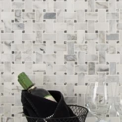 MSI Calacatta Cressa Basket Weave 12 In. X 12 In. X 10 Mm Honed Marble Mesh-Mounted Mosaic Tile (10 Sq. Ft. / Case) -Flooring Specialty Store 79f59292d0d8da9dd7fb6f9d618549ea 1800x1800