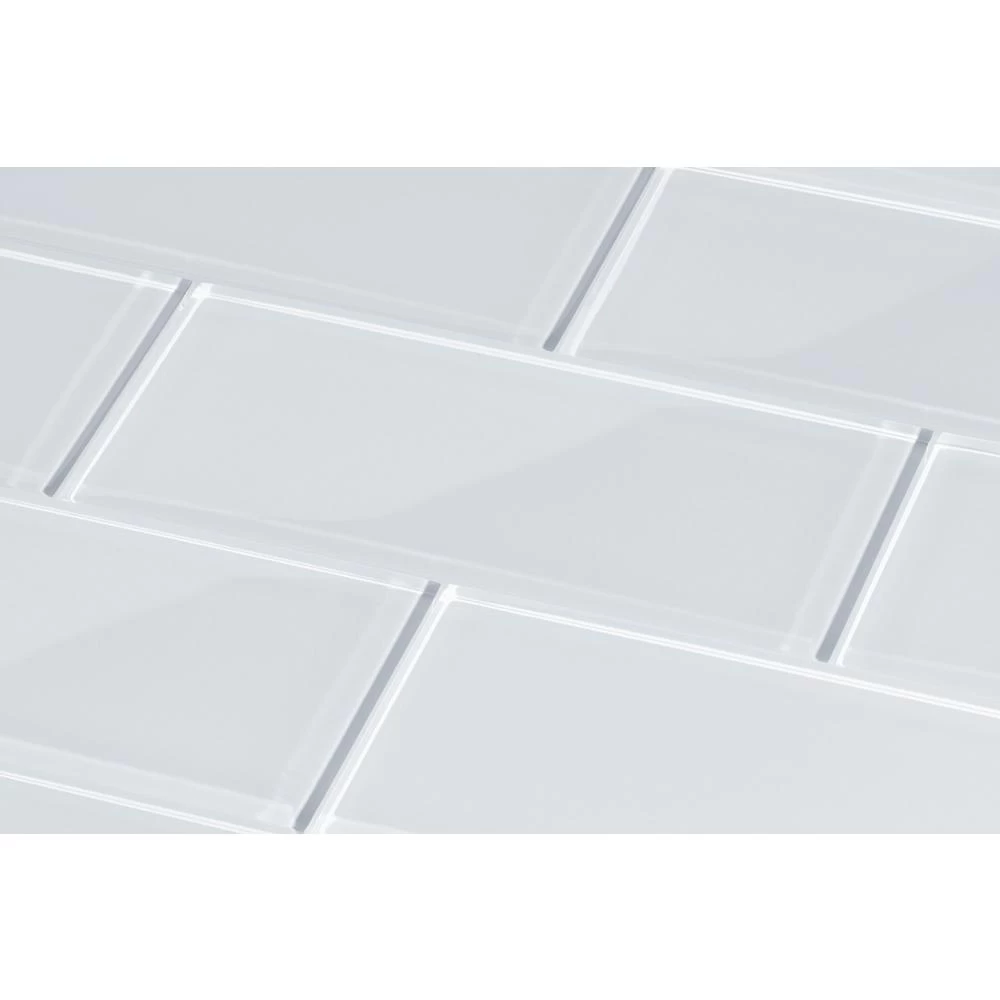 Giorbello Cool White 3 In. X 6 In. X 8mm Glass Subway Wall Tile (5.5 Sq. Ft./Case) 4 Giorbello Cool White 3 In. X 6 In. X 8mm Glass Subway Wall Tile (5.5 Sq. Ft./Case) - Image 2