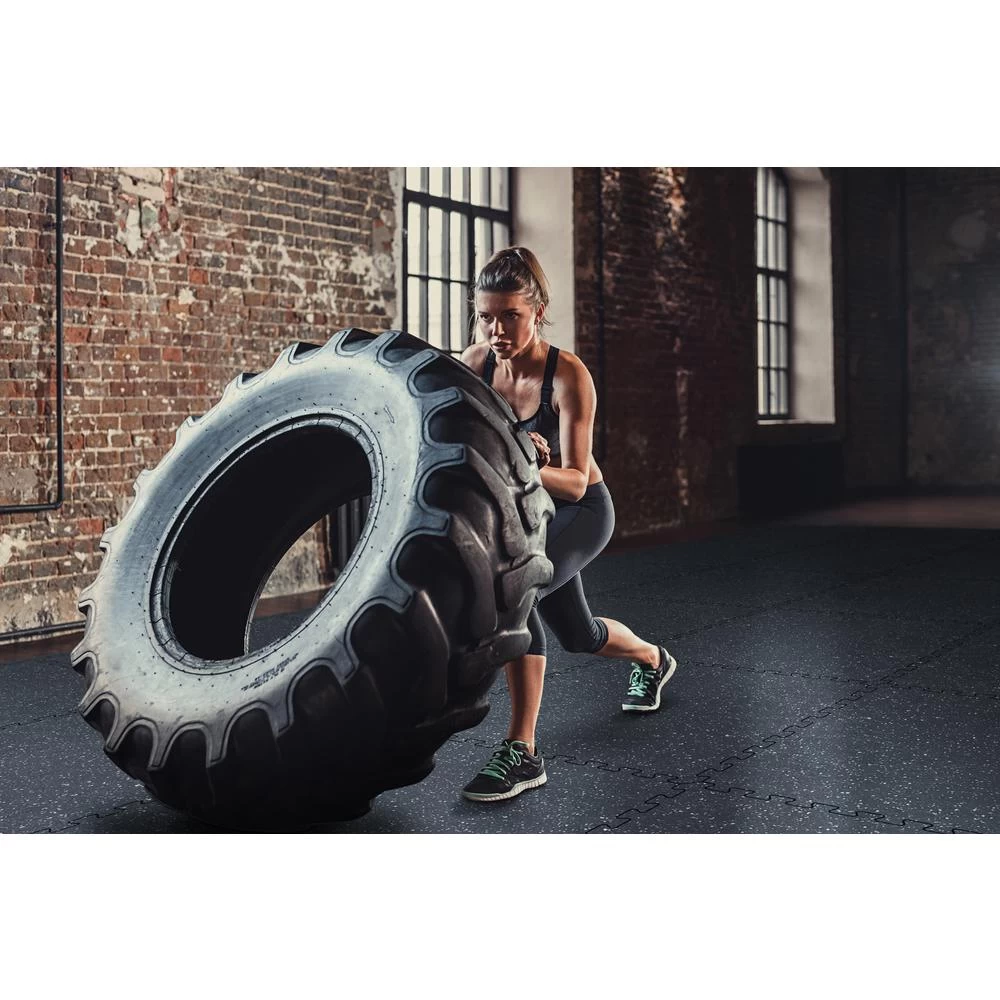 Norsk Shock Absorbent 25.2 In. X 25.2 In. X 0.70 In. Gym Tiles - Black/White Fleck (4-Pack) 10 Norsk Shock Absorbent 25.2 In. X 25.2 In. X 0.70 In. Gym Tiles - Black/White Fleck (4-Pack) - Image 8