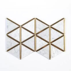 Jeff Lewis Larchmont Metallic 8.5 In. X 14.5 In. X 8 Mm Geometric Marble With Metal Mosaic Tile