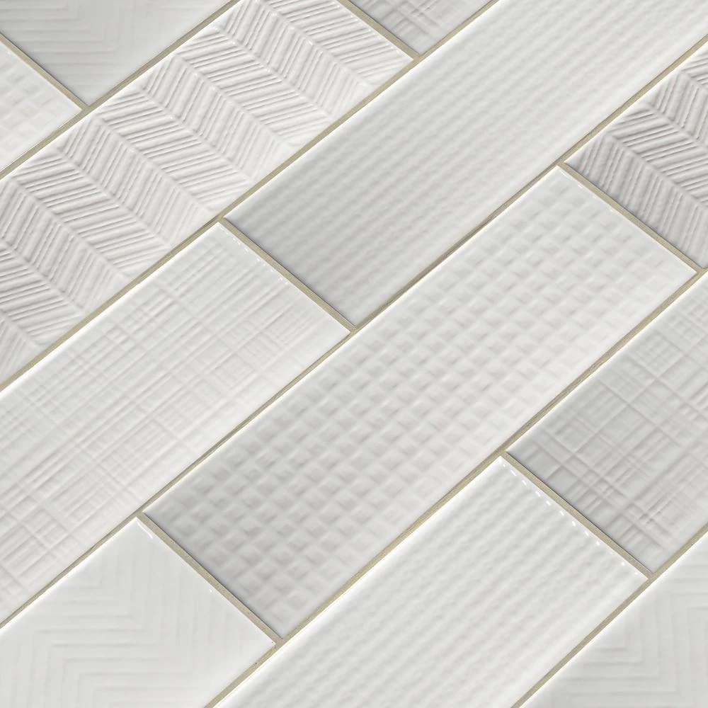 MSI Citylights Pure 3D Mix 12 In. X 4 In. Glossy Ceramic White Textured Subway Tile (9.9 Sq. Ft. / Case) 5 MSI Citylights Pure 3D Mix 12 In. X 4 In. Glossy Ceramic White Textured Subway Tile (9.9 Sq. Ft. / Case) - Image 3