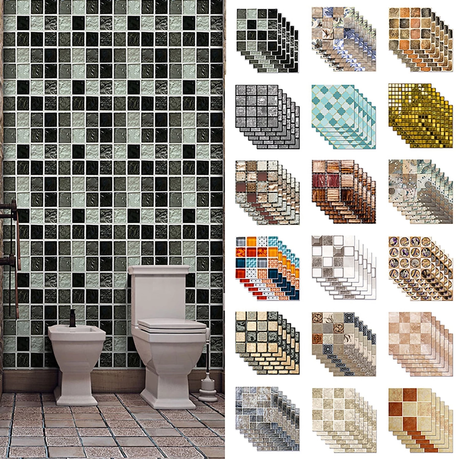 6-60pcs Peel And Stick Tile Backsplash Self-Adhesive Decorative Waist Line Mosaic Tiles For Kitchen And Bathroom 3 6-60pcs Peel And Stick Tile Backsplash Self-Adhesive Decorative Waist Line Mosaic Tiles For Kitchen And Bathroom