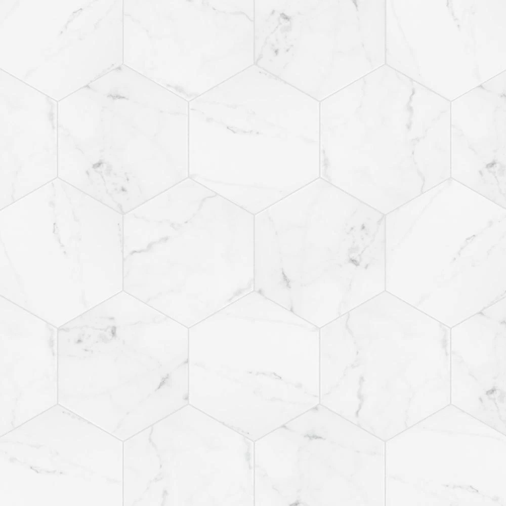 Merola Tile Classico Carrara Hexagon 7 In. X 8 In. Porcelain Floor And Wall Tile (7.67 Sq. Ft. / Case) 8 Merola Tile Classico Carrara Hexagon 7 In. X 8 In. Porcelain Floor And Wall Tile (7.67 Sq. Ft. / Case) - Image 6