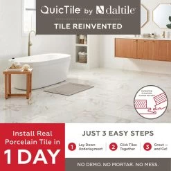 Daltile QuicTile 12 In. X 24 In. Panda Marble Polished Porcelain Locking Floor Tile (9.6 Sq. Ft. / Case) -Flooring Specialty Store dfed58ea16cdadbc304c5ee9a9004e67 3e2bee05 64d0 43da a45b 34c6d1f0c1fd 1800x1800