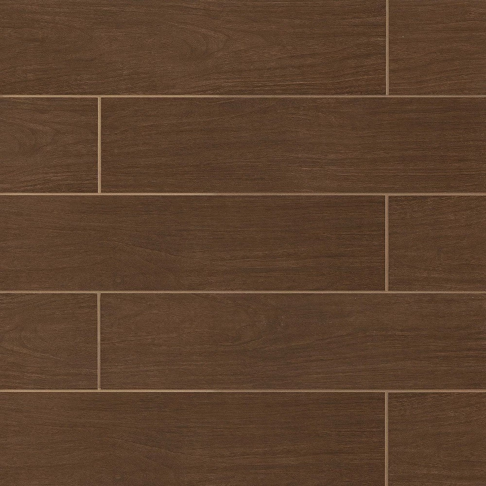 Heathland 6-in X 24-in Wood Look Porcelain Field Tile In Walnut 3 Heathland 6-in X 24-in Wood Look Porcelain Field Tile In Walnut