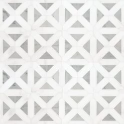 MSI Geometrica 12 In. X 12 In. X 10mm Bianco Dolomite Polished Marble Mesh-Mounted Mosaic Tile (10 Sq. Ft. / Case)